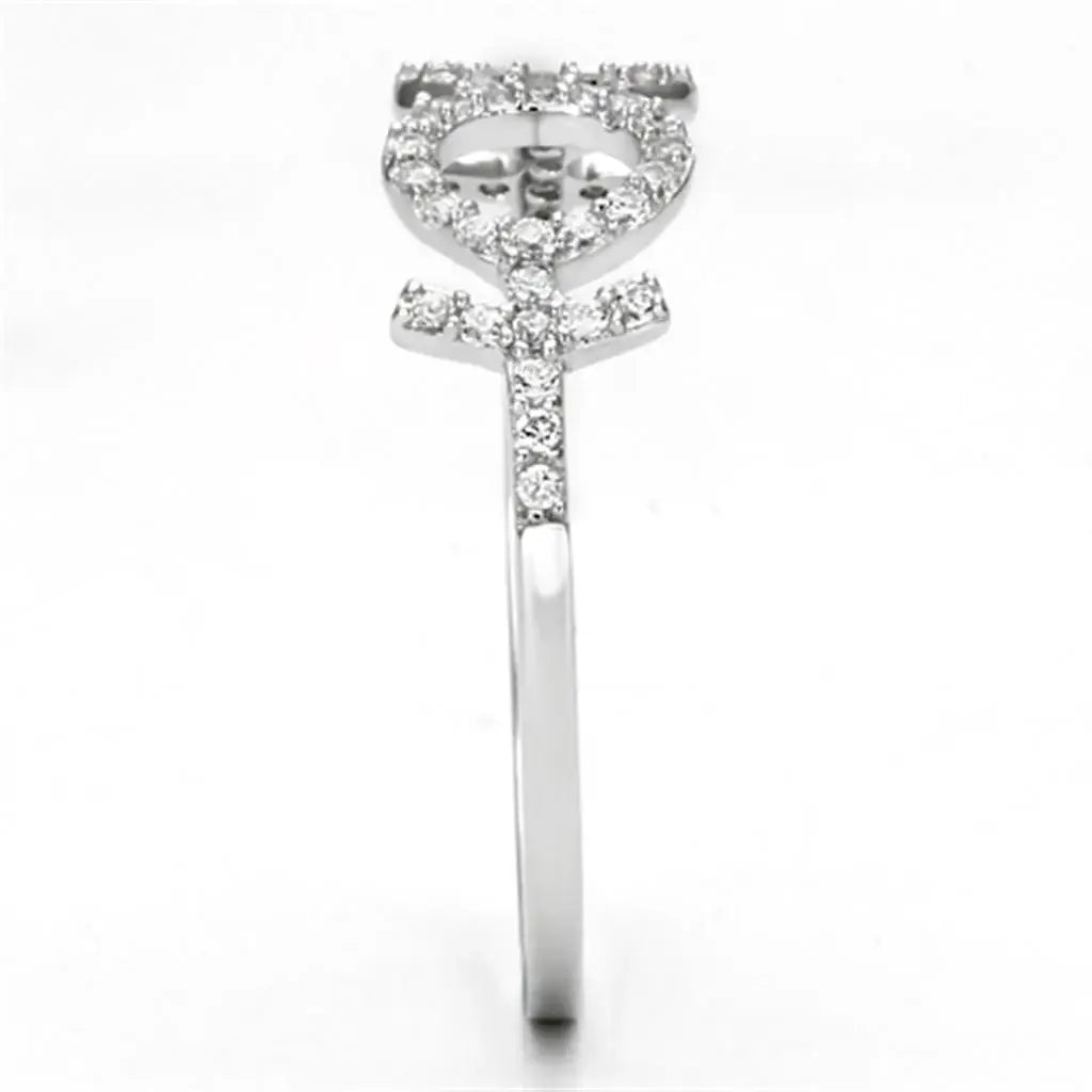 TS129 - Rhodium 925 Sterling Silver Ring with AAA Grade CZ in Clear - Alamode - Flyclothing LLC