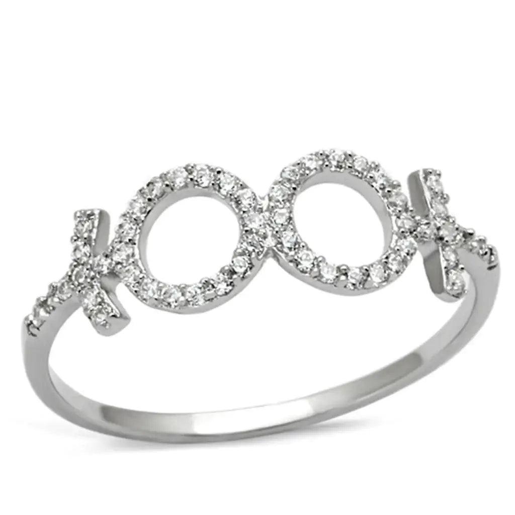TS129 - Rhodium 925 Sterling Silver Ring with AAA Grade CZ in Clear - Alamode - Flyclothing LLC