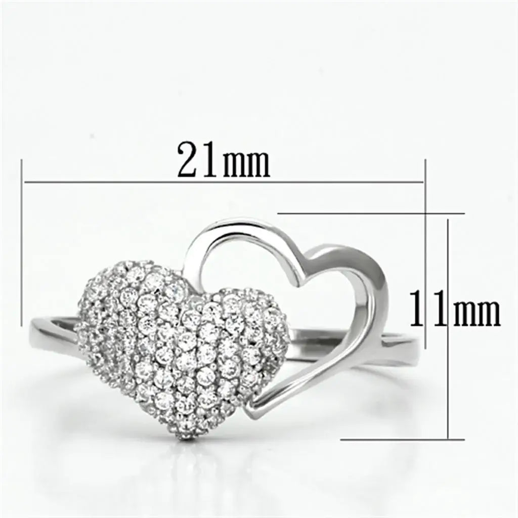 TS130 - Rhodium 925 Sterling Silver Ring with AAA Grade CZ in Clear - Alamode - Flyclothing LLC