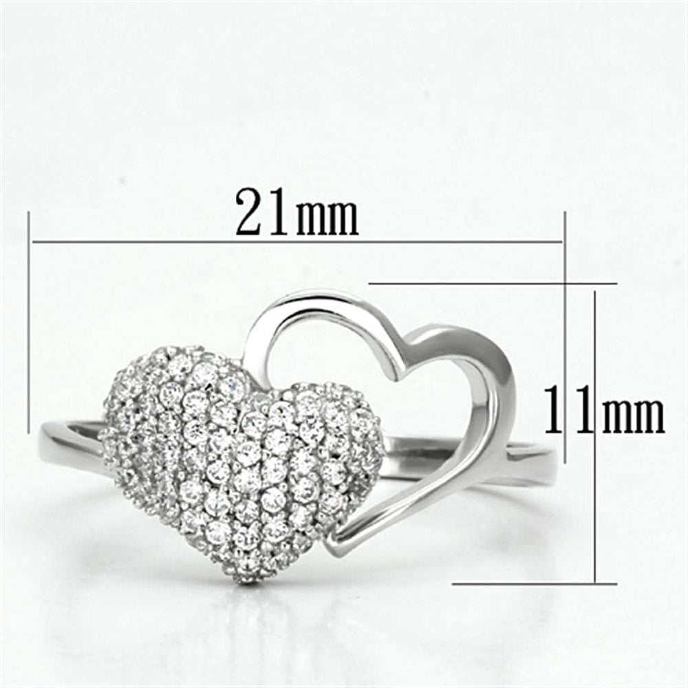 TS130 - Rhodium 925 Sterling Silver Ring with AAA Grade CZ in Clear - Alamode - Flyclothing LLC