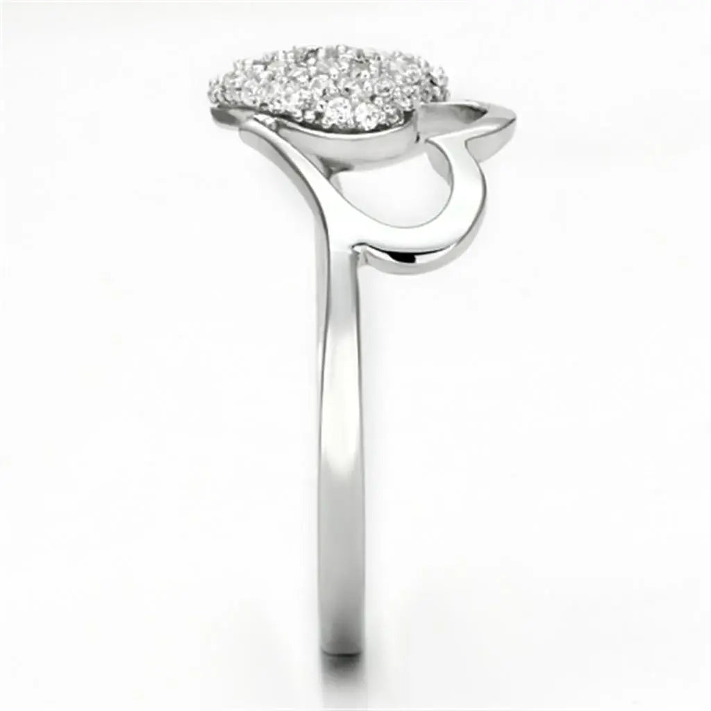 TS130 - Rhodium 925 Sterling Silver Ring with AAA Grade CZ in Clear - Alamode - Flyclothing LLC