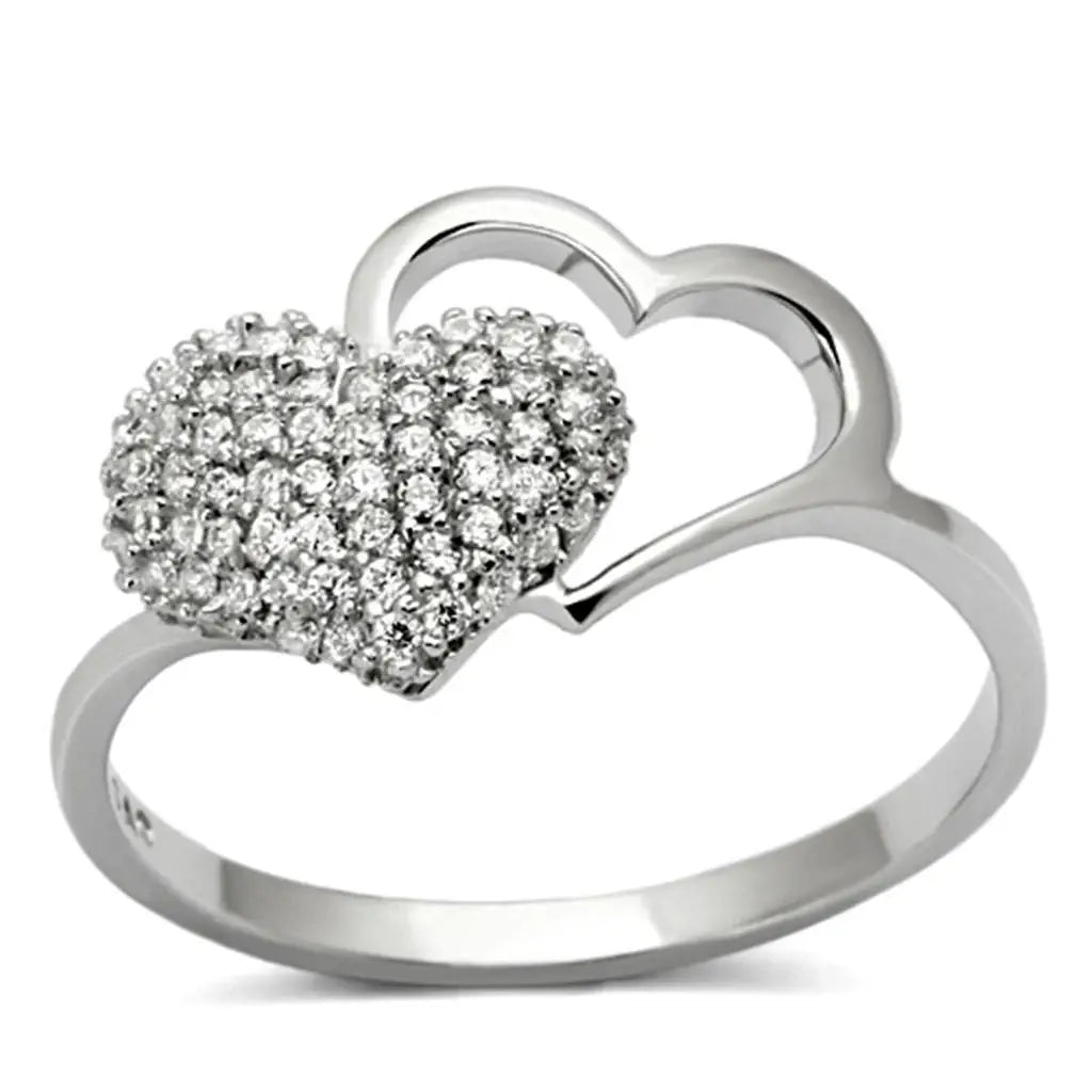 TS130 - Rhodium 925 Sterling Silver Ring with AAA Grade CZ in Clear - Alamode - Flyclothing LLC