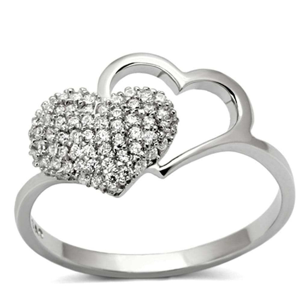 TS130 - Rhodium 925 Sterling Silver Ring with AAA Grade CZ in Clear - Alamode - Flyclothing LLC