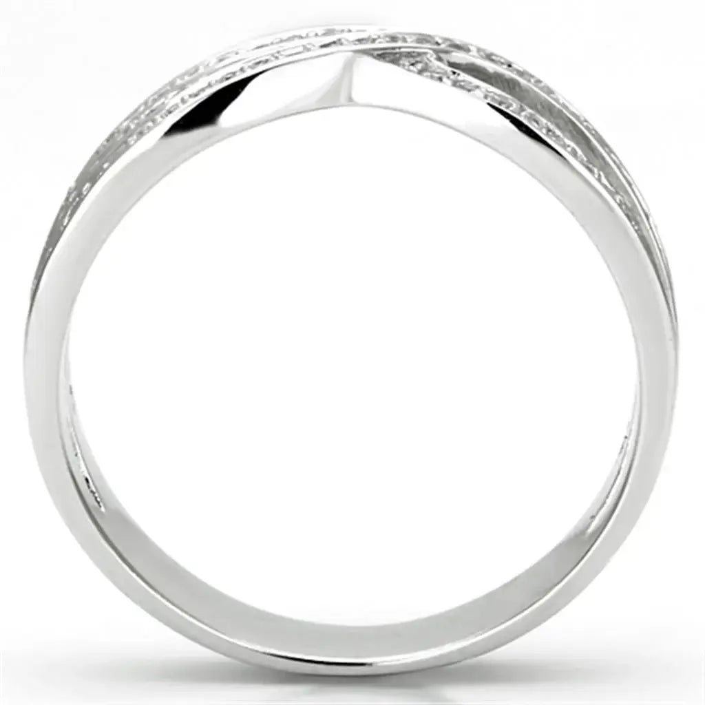 TS131 - Rhodium 925 Sterling Silver Ring with AAA Grade CZ in Clear - Alamode - Flyclothing LLC