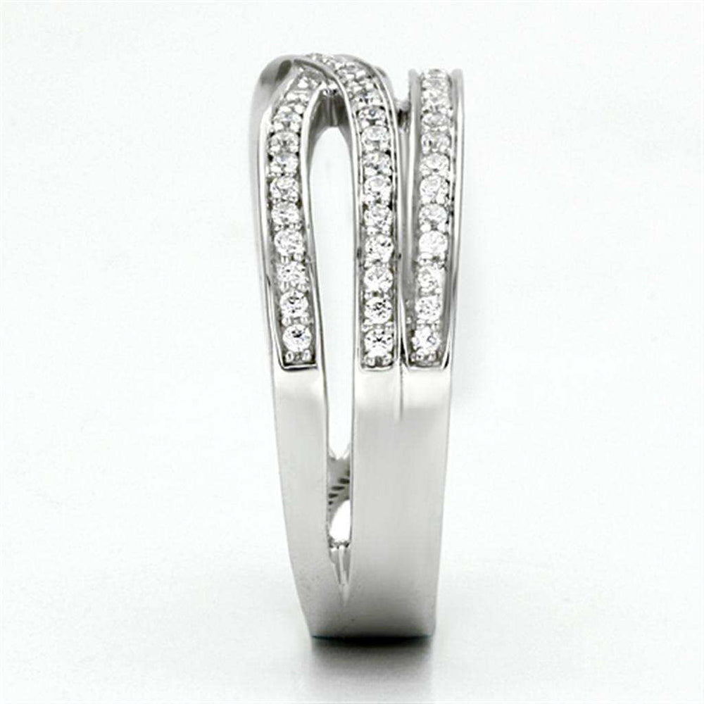 TS131 - Rhodium 925 Sterling Silver Ring with AAA Grade CZ in Clear - Alamode - Flyclothing LLC