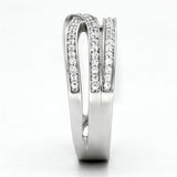TS131 - Rhodium 925 Sterling Silver Ring with AAA Grade CZ  in Clear - Alamode