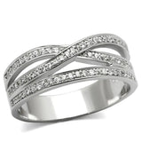 TS131 - Rhodium 925 Sterling Silver Ring with AAA Grade CZ in Clear - Alamode - Flyclothing LLC