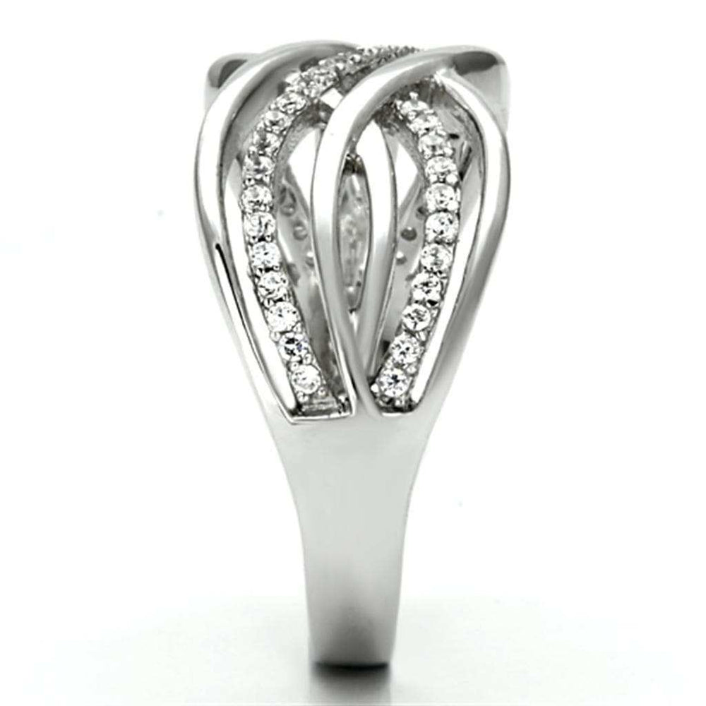 TS132 - Rhodium 925 Sterling Silver Ring with AAA Grade CZ in Clear - Alamode - Flyclothing LLC