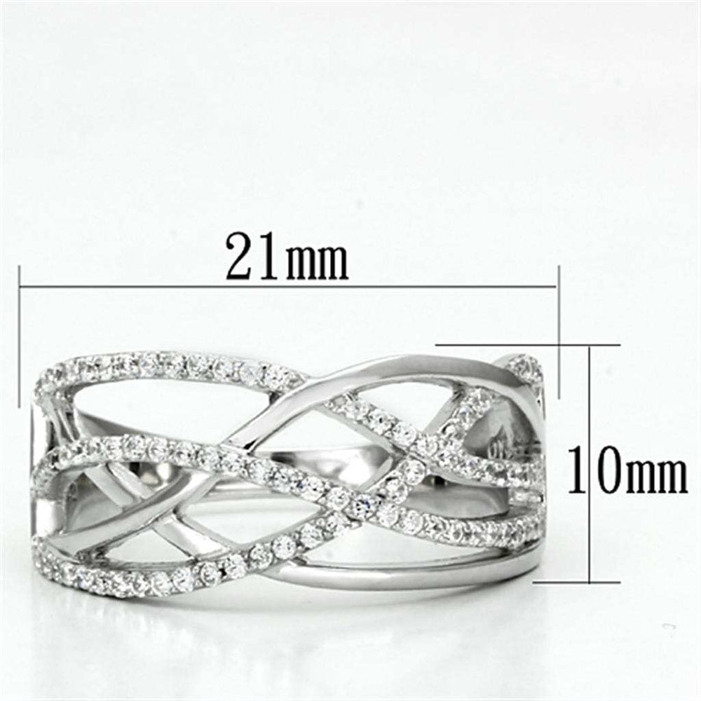TS134 - Rhodium 925 Sterling Silver Ring with AAA Grade CZ in Clear - Alamode - Flyclothing LLC