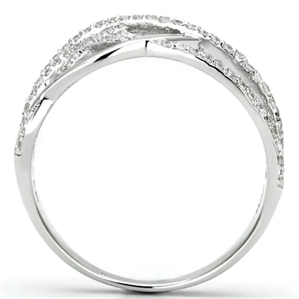 TS134 - Rhodium 925 Sterling Silver Ring with AAA Grade CZ in Clear - Alamode - Flyclothing LLC