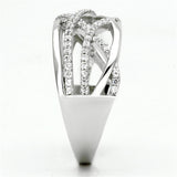 TS134 - Rhodium 925 Sterling Silver Ring with AAA Grade CZ  in Clear - Alamode