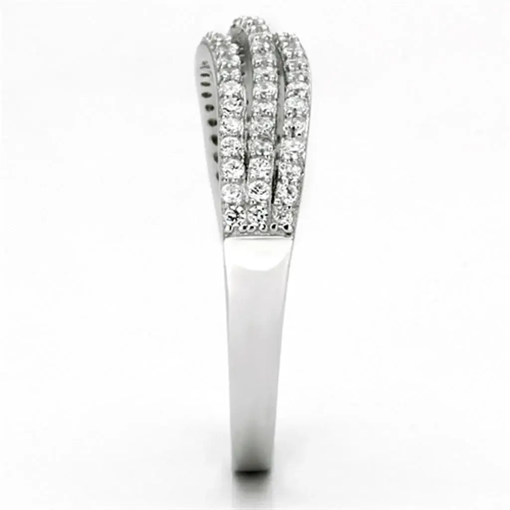 TS135 - Rhodium 925 Sterling Silver Ring with AAA Grade CZ in Clear - Alamode - Flyclothing LLC