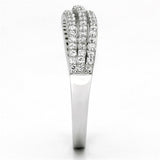 TS135 - Rhodium 925 Sterling Silver Ring with AAA Grade CZ  in Clear - Alamode