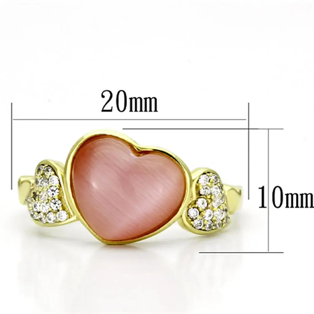 TS136 - Gold 925 Sterling Silver Ring with Synthetic Cat Eye in Rose - Alamode - Flyclothing LLC