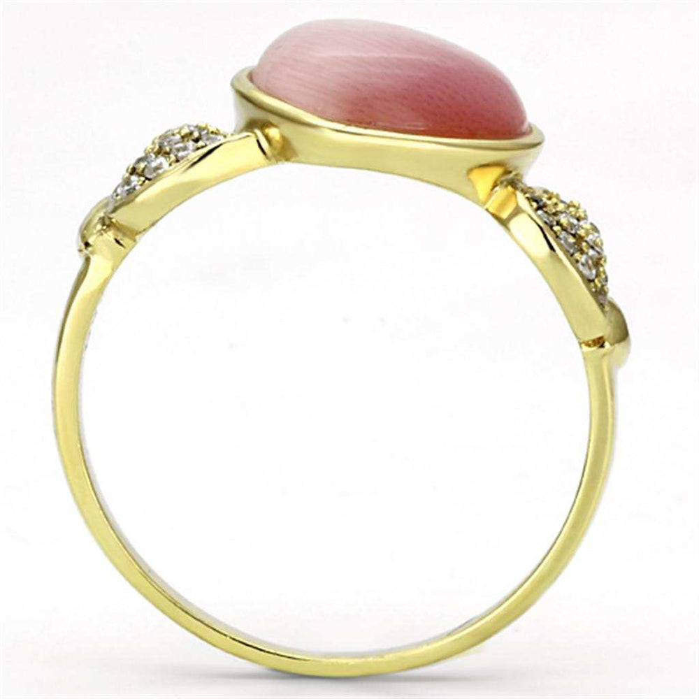 TS136 - Gold 925 Sterling Silver Ring with Synthetic Cat Eye in Rose - Alamode - Flyclothing LLC