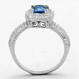 TS137 - Rhodium 925 Sterling Silver Ring with Synthetic Spinel in London Blue - Alamode - Flyclothing LLC