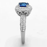 TS137 - Rhodium 925 Sterling Silver Ring with Synthetic Spinel in London Blue - Alamode - Flyclothing LLC