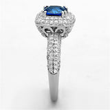 TS137 - Rhodium 925 Sterling Silver Ring with Synthetic Spinel in London Blue - Alamode