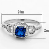 TS138 - Rhodium 925 Sterling Silver Ring with Synthetic Spinel in London Blue - Alamode - Flyclothing LLC
