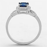 TS138 - Rhodium 925 Sterling Silver Ring with Synthetic Spinel in London Blue - Alamode