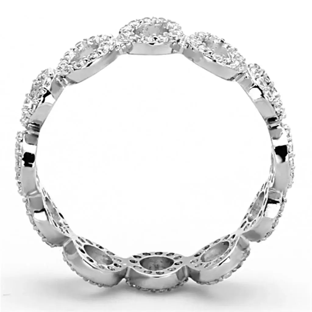 TS139 - Rhodium 925 Sterling Silver Ring with AAA Grade CZ in Clear - Alamode - Flyclothing LLC