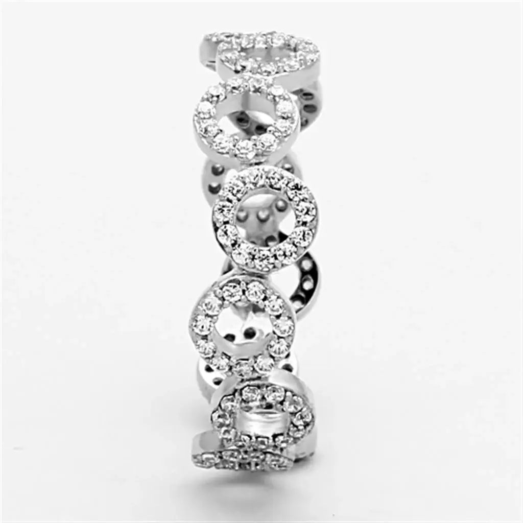 TS139 - Rhodium 925 Sterling Silver Ring with AAA Grade CZ in Clear - Alamode - Flyclothing LLC