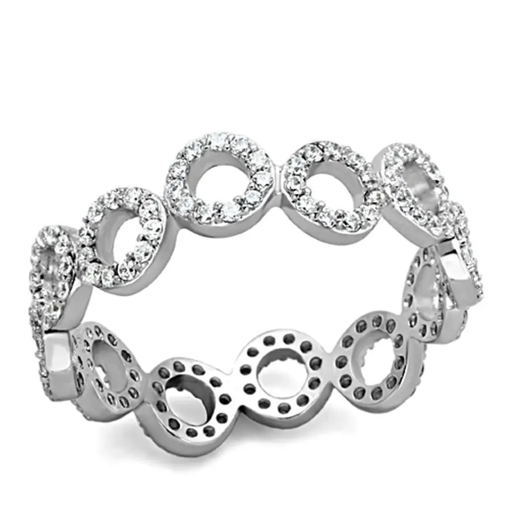 TS139 - Rhodium 925 Sterling Silver Ring with AAA Grade CZ in Clear - Alamode - Flyclothing LLC