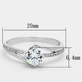 TS141 - Rhodium 925 Sterling Silver Ring with AAA Grade CZ  in Clear - Alamode