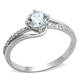 TS141 - Rhodium 925 Sterling Silver Ring with AAA Grade CZ in Clear - Alamode - Flyclothing LLC