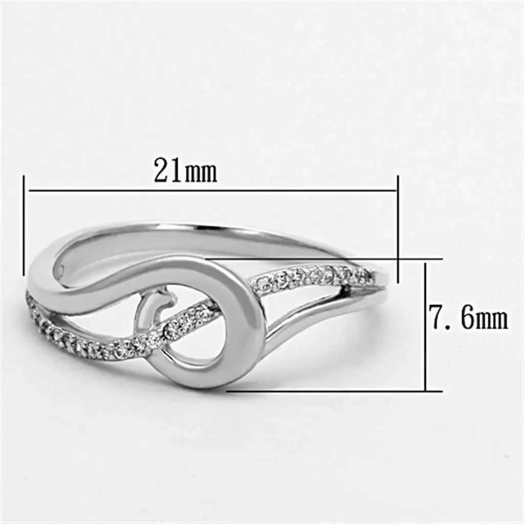 TS142 - Rhodium 925 Sterling Silver Ring with AAA Grade CZ in Clear - Alamode - Flyclothing LLC