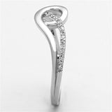 TS142 - Rhodium 925 Sterling Silver Ring with AAA Grade CZ  in Clear - Alamode