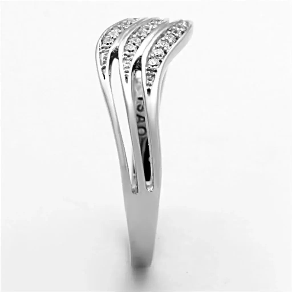 TS143 - Rhodium 925 Sterling Silver Ring with AAA Grade CZ in Clear - Alamode - Flyclothing LLC