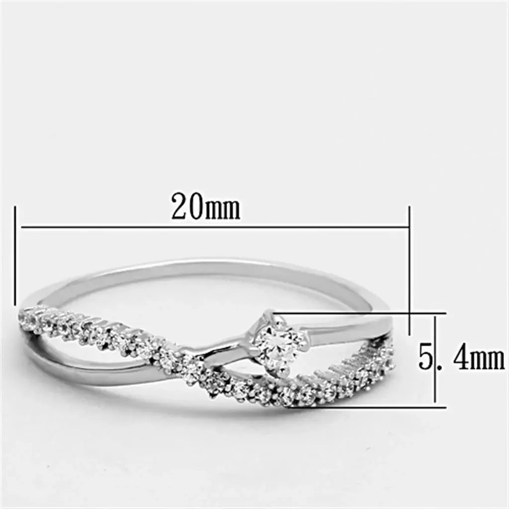 TS144 - Rhodium 925 Sterling Silver Ring with AAA Grade CZ in Clear - Alamode - Flyclothing LLC