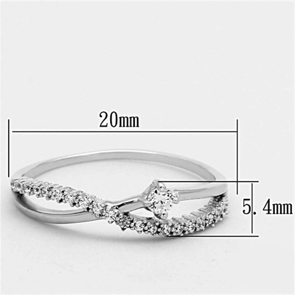 TS144 - Rhodium 925 Sterling Silver Ring with AAA Grade CZ in Clear - Alamode - Flyclothing LLC