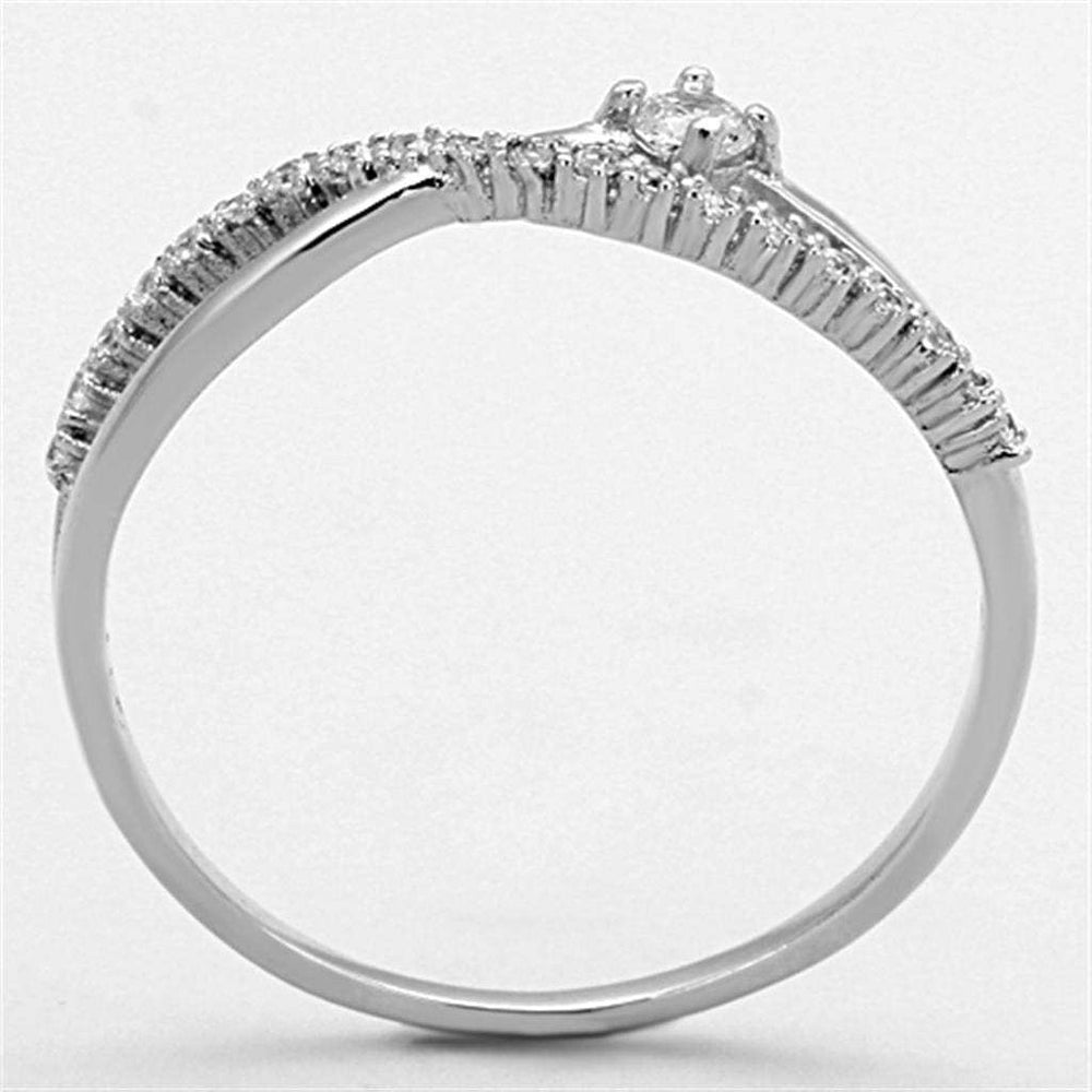 TS144 - Rhodium 925 Sterling Silver Ring with AAA Grade CZ in Clear - Alamode - Flyclothing LLC