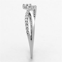 TS144 - Rhodium 925 Sterling Silver Ring with AAA Grade CZ  in Clear