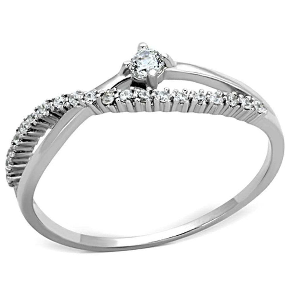 TS144 - Rhodium 925 Sterling Silver Ring with AAA Grade CZ in Clear - Alamode - Flyclothing LLC
