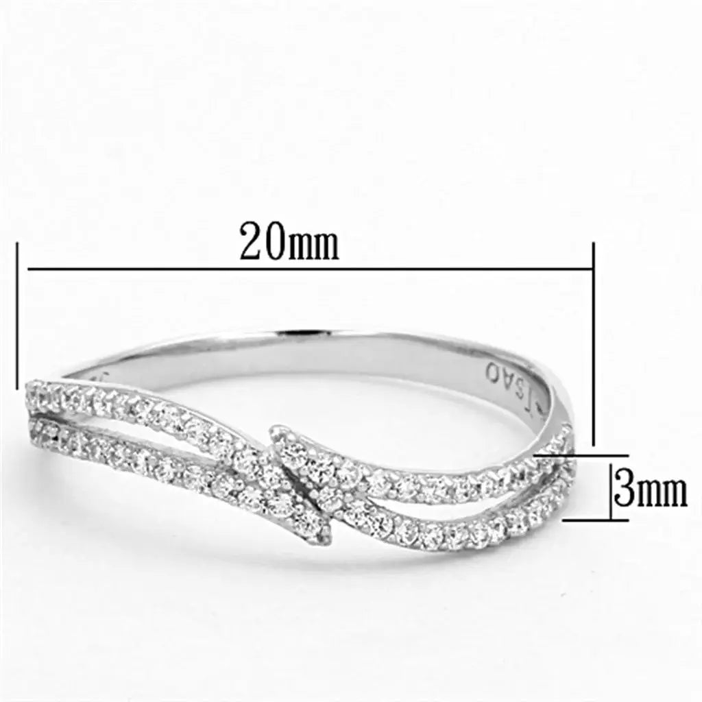 TS146 - Rhodium 925 Sterling Silver Ring with AAA Grade CZ in Clear - Alamode - Flyclothing LLC