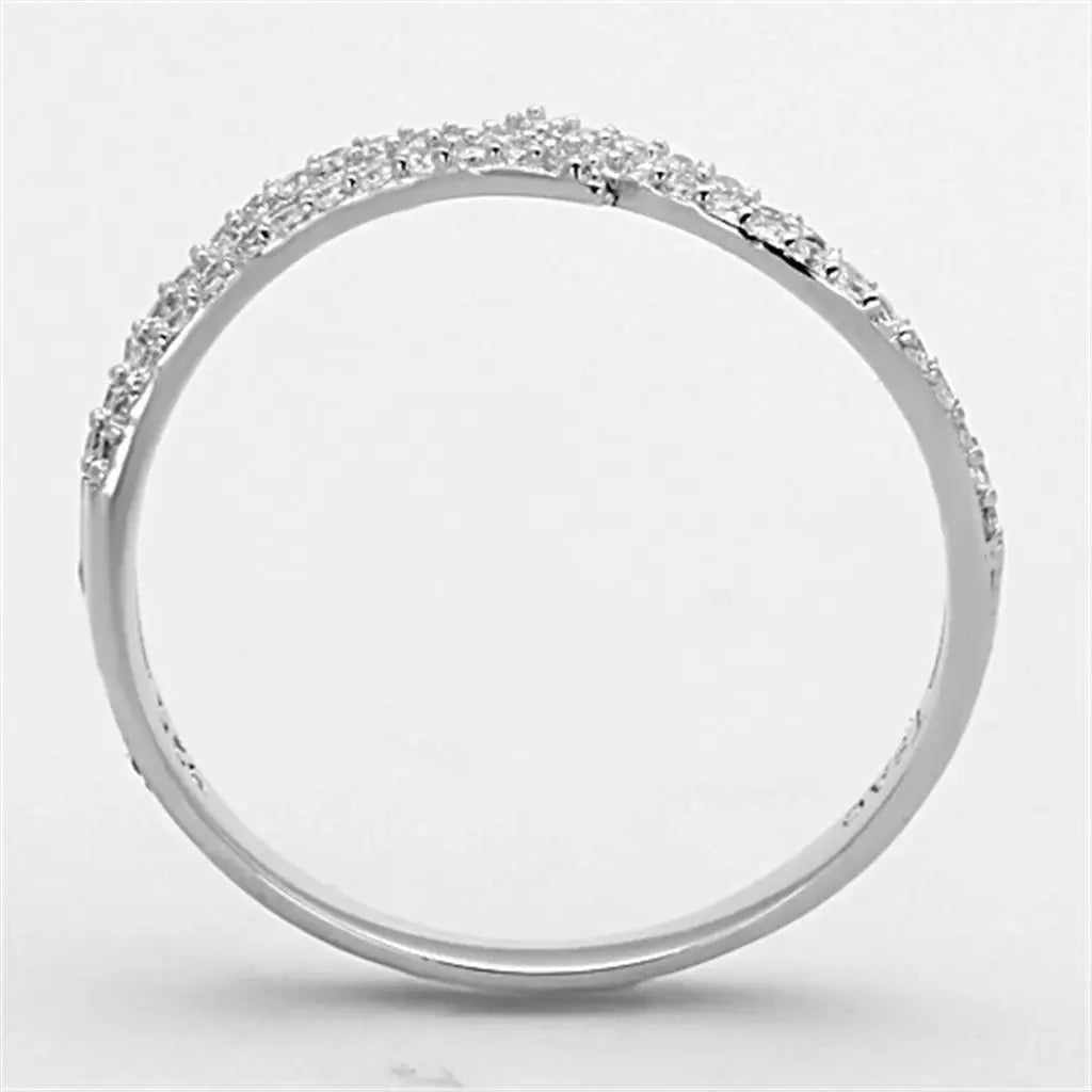 TS146 - Rhodium 925 Sterling Silver Ring with AAA Grade CZ in Clear - Alamode - Flyclothing LLC