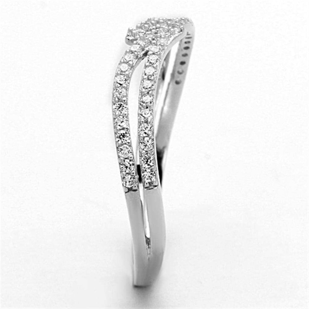 TS146 - Rhodium 925 Sterling Silver Ring with AAA Grade CZ in Clear - Alamode - Flyclothing LLC