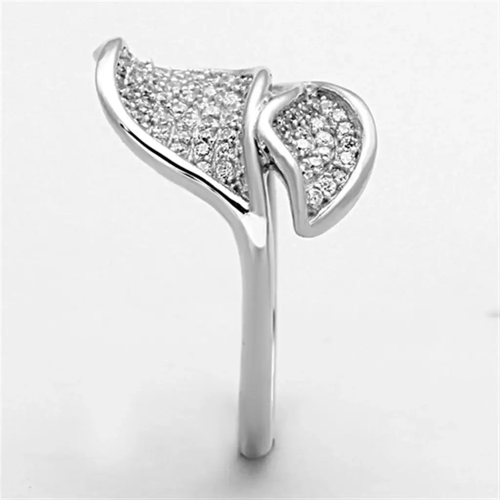 TS149 - Rhodium 925 Sterling Silver Ring with AAA Grade CZ in Clear - Alamode - Flyclothing LLC