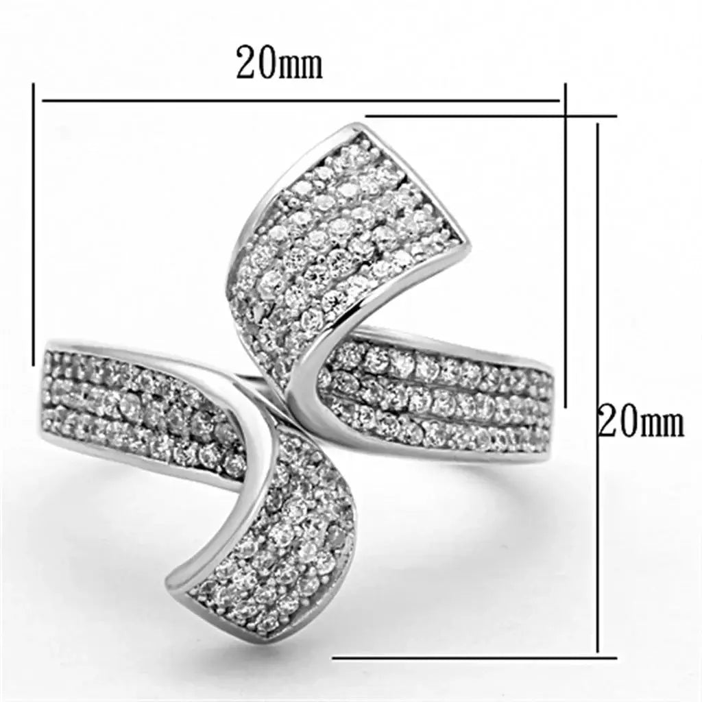 TS150 - Rhodium 925 Sterling Silver Ring with AAA Grade CZ in Clear - Alamode - Flyclothing LLC