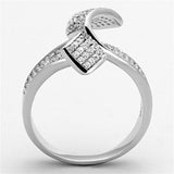 TS150 - Rhodium 925 Sterling Silver Ring with AAA Grade CZ  in Clear - Alamode