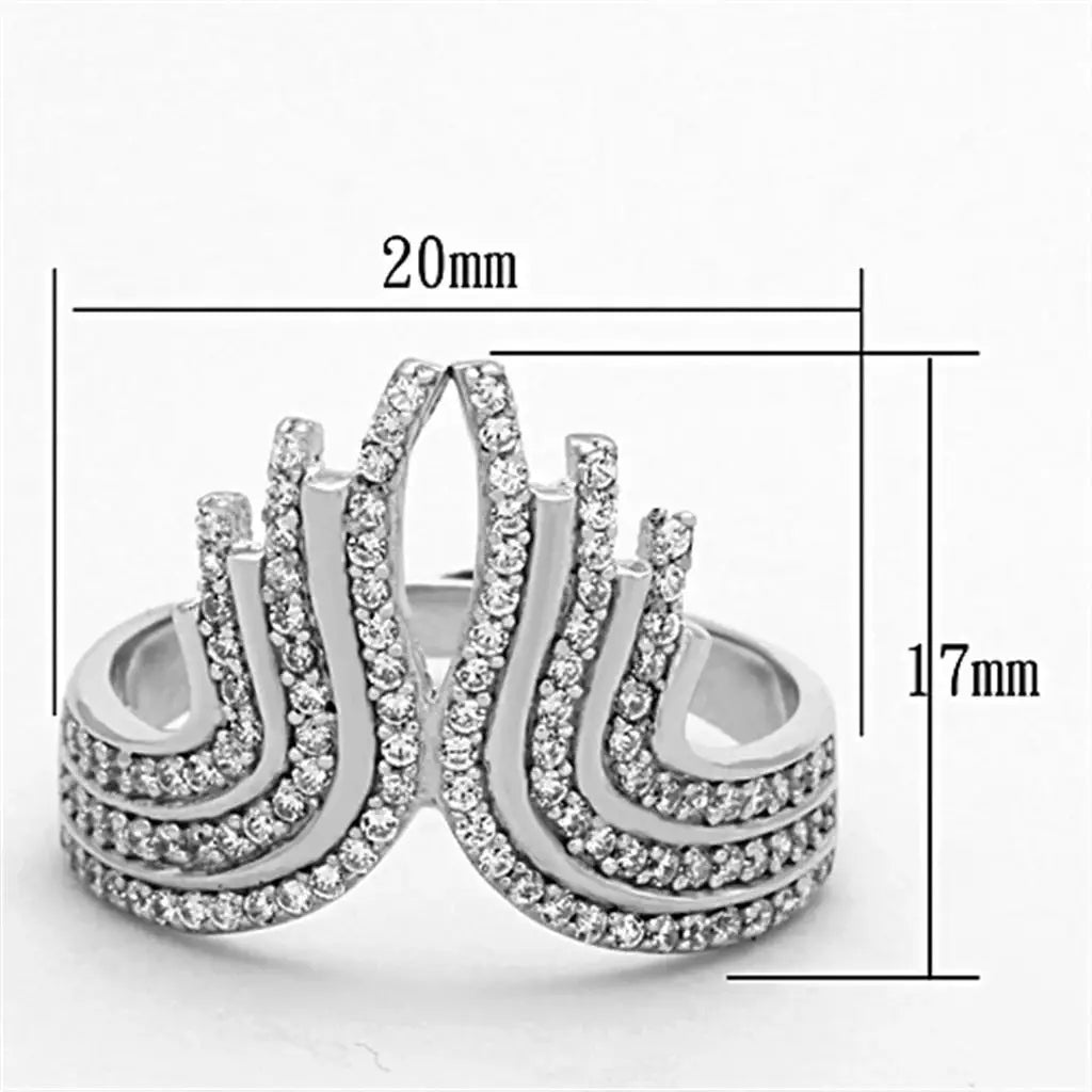 TS151 - Rhodium 925 Sterling Silver Ring with AAA Grade CZ in Clear - Alamode - Flyclothing LLC