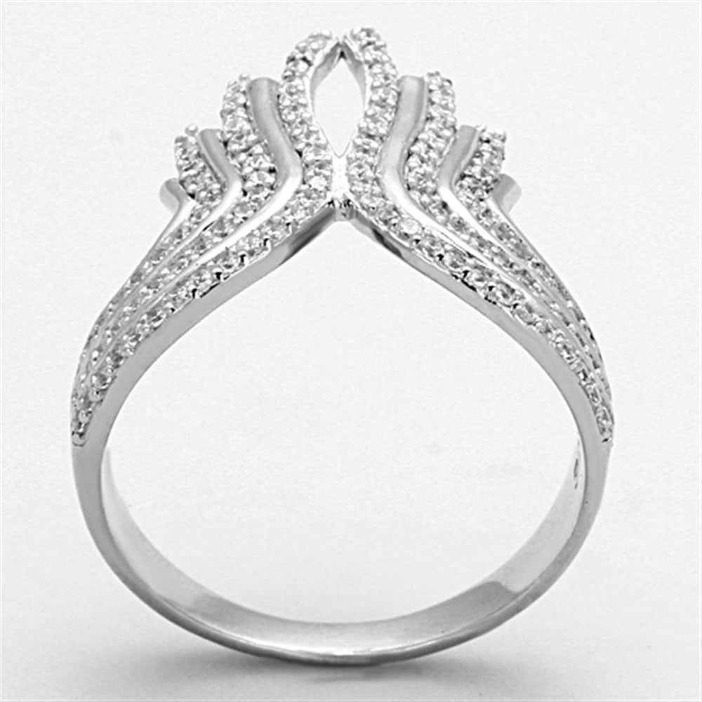 TS151 - Rhodium 925 Sterling Silver Ring with AAA Grade CZ in Clear - Alamode - Flyclothing LLC