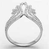 TS151 - Rhodium 925 Sterling Silver Ring with AAA Grade CZ  in Clear - Alamode
