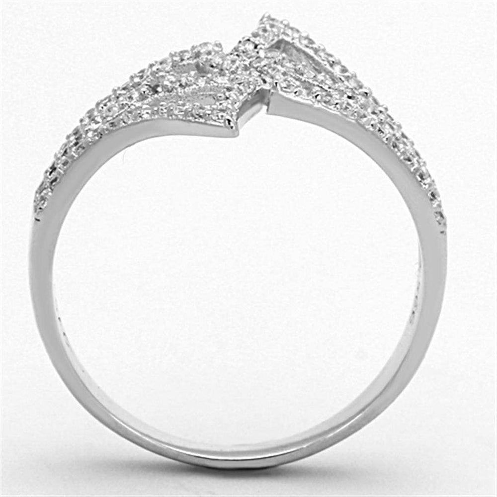 TS152 - Rhodium 925 Sterling Silver Ring with AAA Grade CZ in Clear - Alamode - Flyclothing LLC