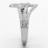 TS152 - Rhodium 925 Sterling Silver Ring with AAA Grade CZ  in Clear - Alamode