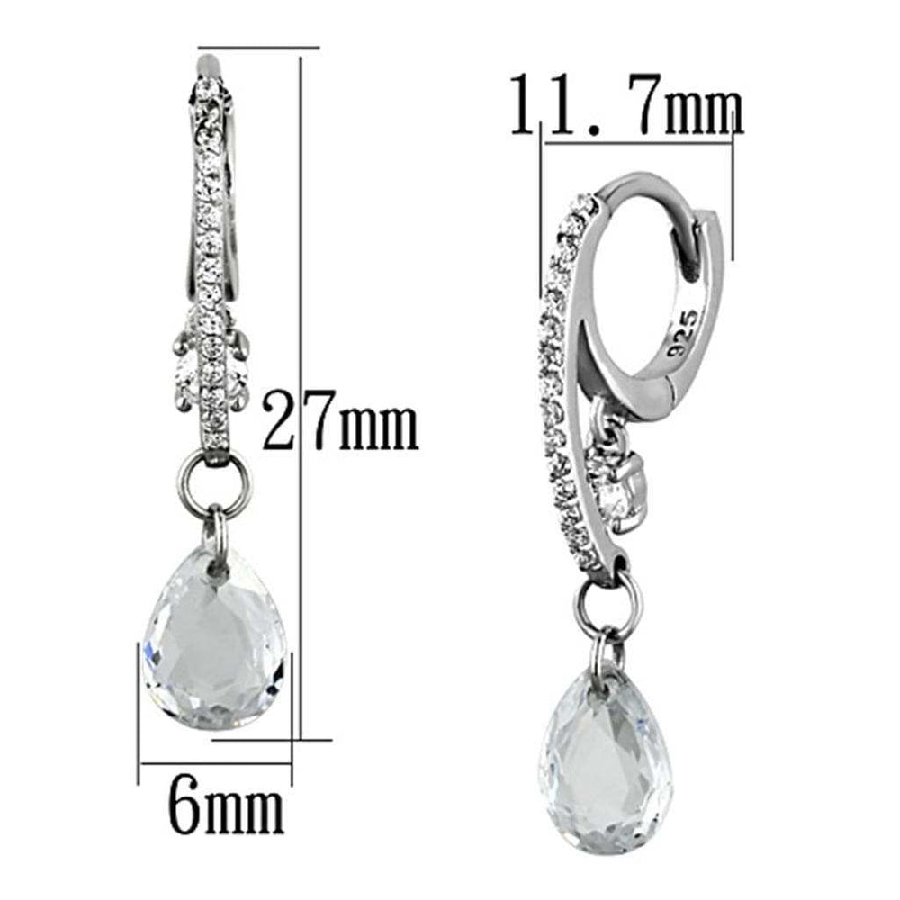 TS159 - Rhodium 925 Sterling Silver Earrings with AAA Grade CZ in Clear - Alamode - Flyclothing LLC