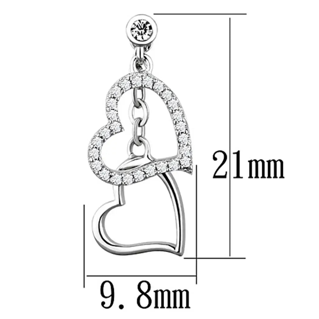 TS160 - Rhodium 925 Sterling Silver Earrings with AAA Grade CZ in Clear - Alamode - Flyclothing LLC